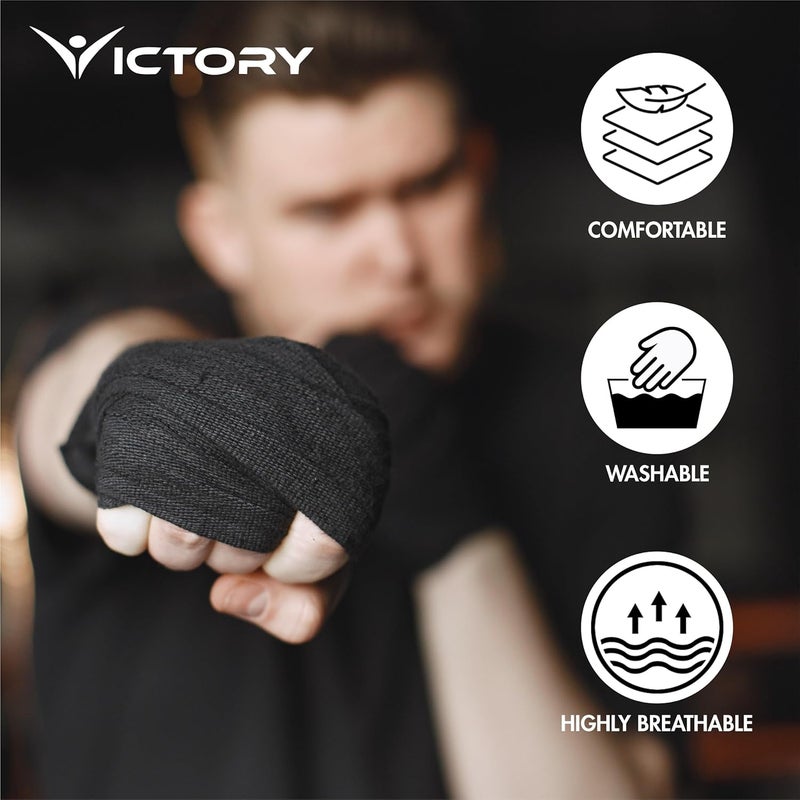 Victory Professional Boxing Wrap for Men Hand Wrap for Boxing Punching Hand Wraps Wrist Supporter for Gym Boxing Bandage for MMA and Martial Arts (180 inch, Black) (Black, 181 Inch) - Image 3