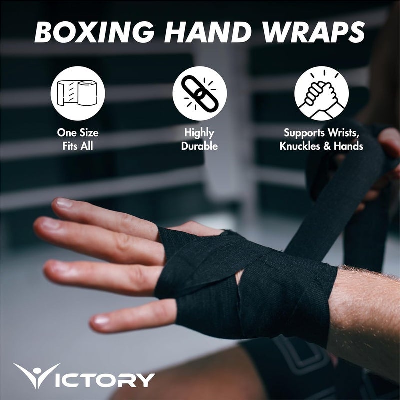 Victory Professional Boxing Wrap for Men Hand Wrap for Boxing Punching Hand Wraps Wrist Supporter for Gym Boxing Bandage for MMA and Martial Arts (180 inch, Black) (Black, 181 Inch) - Image 5