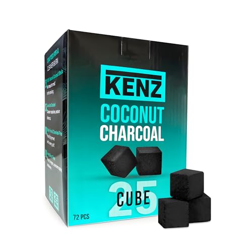KENZ Coconut Charcoal Cubes 25 mm 100 Natural Low Ash 72 pcs - Image 1