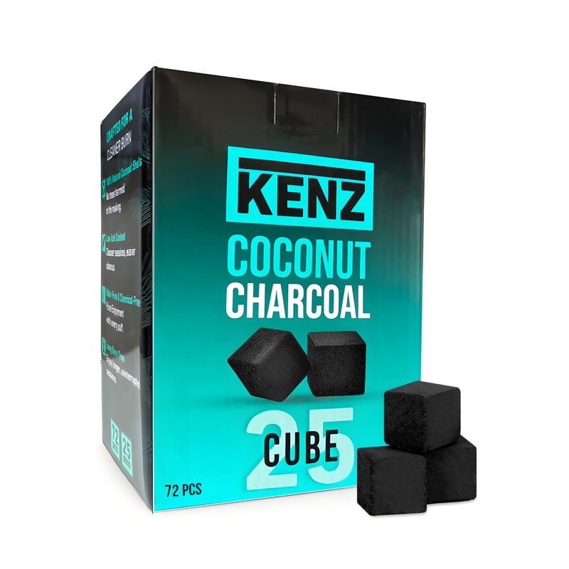 KENZ Coconut Charcoal Cubes 25 mm 100 Natural Low Ash 72 pcs - Image 2