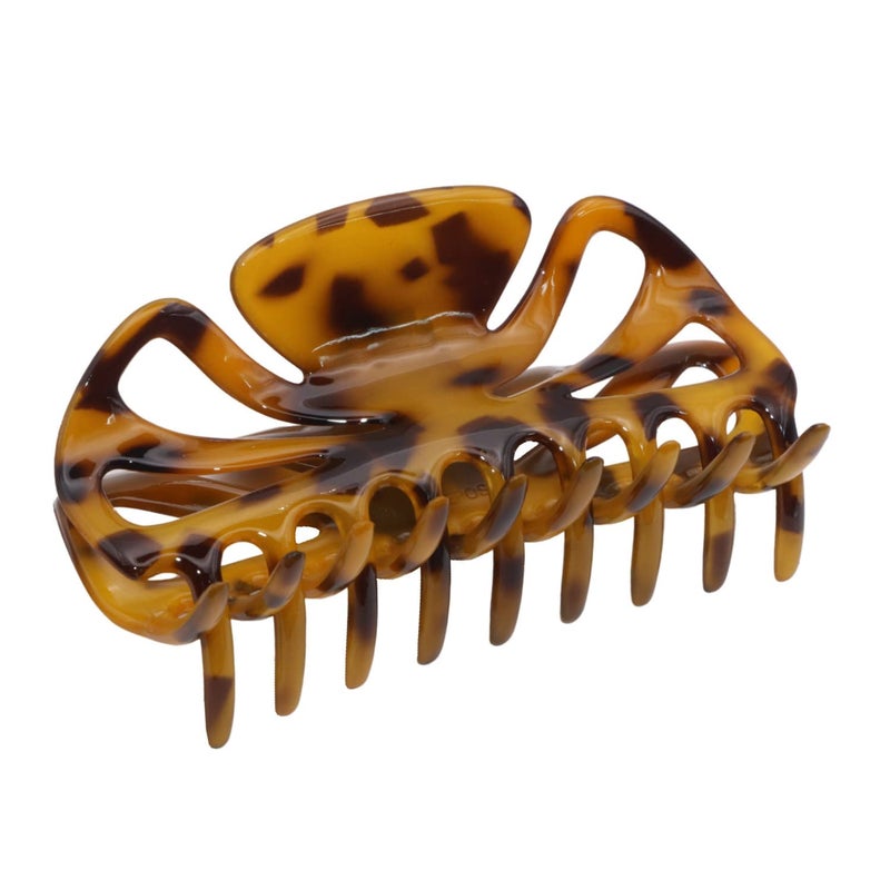 Parcelona French Glossy Belle Large 4 34 Celluloid Acetate No Slip Grip Covered Spring Jaw Hair Claw Clip Clamp Clutcher for Women Durable Styling Hair Accessories Women Strong Hold Girls Hair Claw Clips Made in France Light Shell Savana
