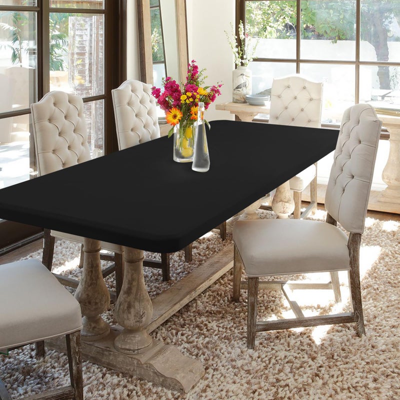 Enjoyidea Fitted Table Cloth Rectangle Table 42x72 Inch-2 Pack Black Elastic Spandex Table Cover-Small Stretch Folding Table Cloths Topper Cap for Kitchen Dining Picnic Patio Outdoor Party Tables - Image 4
