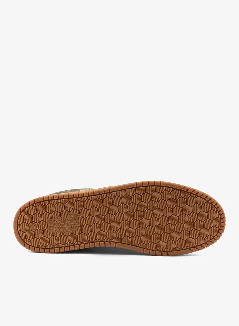 U.S. Polo Assn. Khaki Men's Khaki Low-Top Sneakers - Classic Lace-Up Design, Comfortable for Everyday Outfits for Men | Best Price UAE