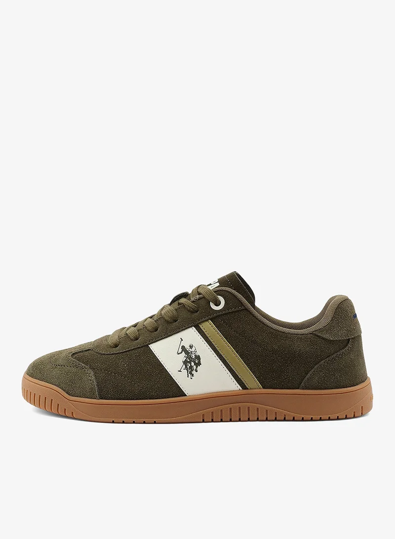 U.S. Polo Assn. Khaki Men's Khaki Low-Top Sneakers - Classic Lace-Up Design, Comfortable for Everyday Outfits for Men | Best Price UAE