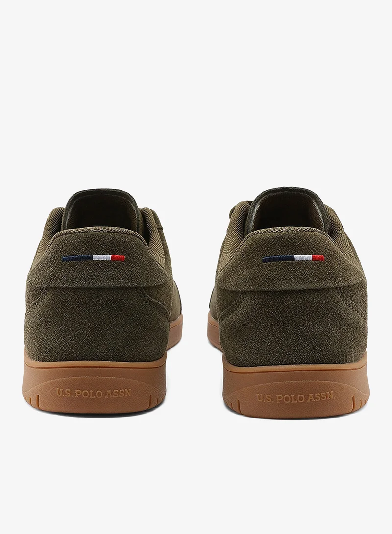 U.S. Polo Assn. Khaki Men's Khaki Low-Top Sneakers - Classic Lace-Up Design, Comfortable for Everyday Outfits for Men | Best Price UAE