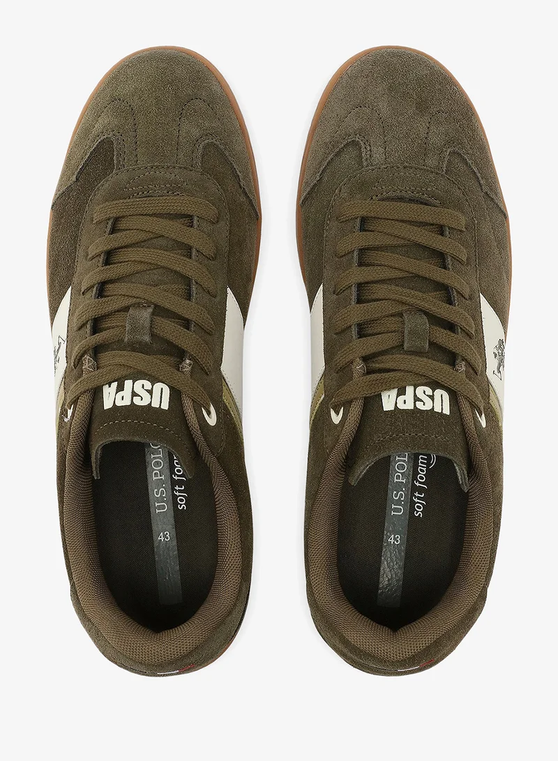 U.S. Polo Assn. Khaki Men's Khaki Low-Top Sneakers - Classic Lace-Up Design, Comfortable for Everyday Outfits for Men | Best Price UAE
