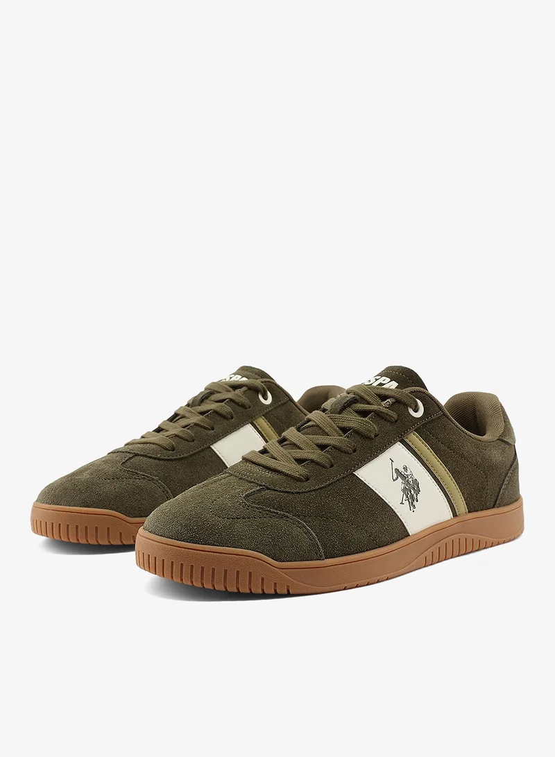 U.S. Polo Assn. Khaki Men's Khaki Low-Top Sneakers - Classic Lace-Up Design, Comfortable for Everyday Outfits for Men | Best Price UAE
