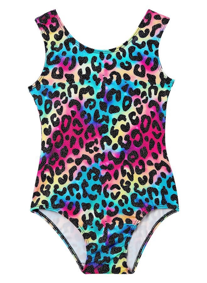 Domusgo Gymnastics Leotards for Girls 5-6 Years Old Multicolor Leopard Sparkly One Piece Tumbling Outfits - Image 1