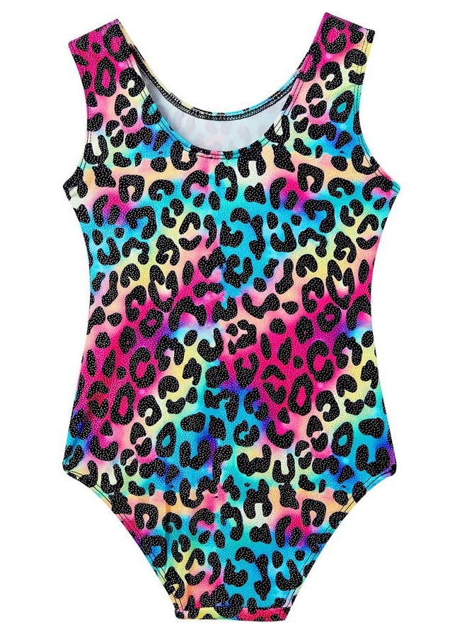 Domusgo Gymnastics Leotards for Girls 5-6 Years Old Multicolor Leopard Sparkly One Piece Tumbling Outfits - Image 2