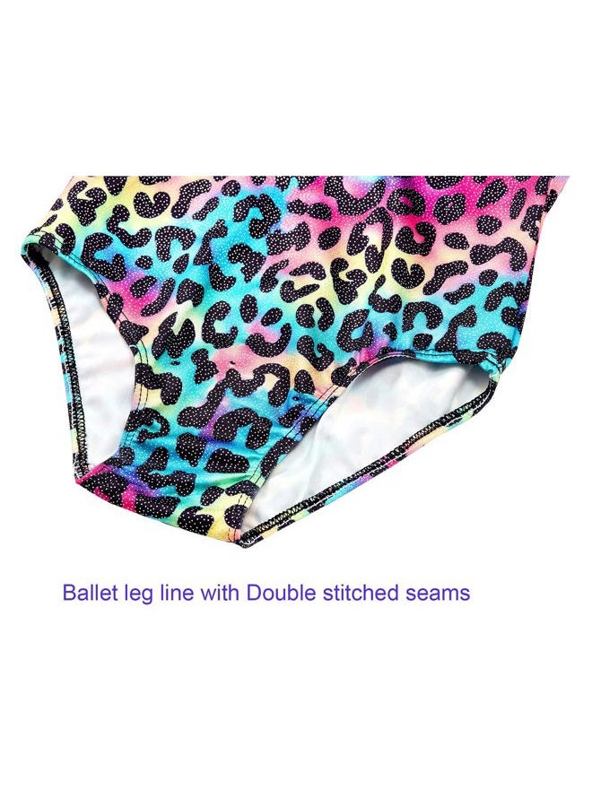 Domusgo Gymnastics Leotards for Girls 5-6 Years Old Multicolor Leopard Sparkly One Piece Tumbling Outfits - Image 4
