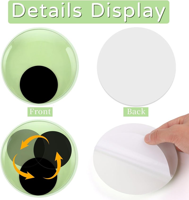 CCINEE 4 Pack Glow in The Dark Giant Googly Eyes, 6 Inches Large Luminous Wiggle Eyes for Halloween Outdoor Bushes Tree Crafts Decoration Self Adhesive Round Glowing Eyes for DIY Craft - Image 3