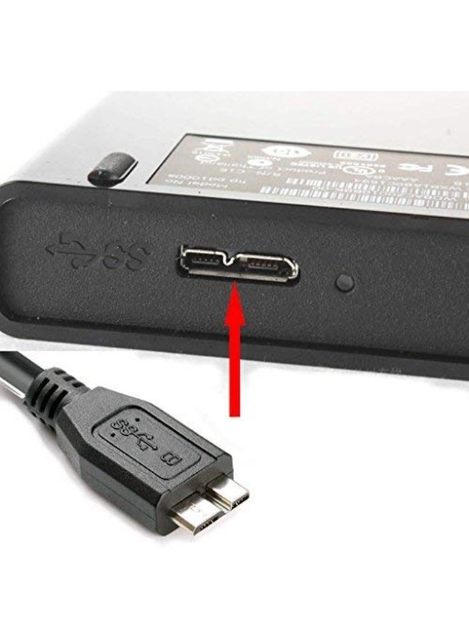 شابية كابل USB 3.0 لنقل البيانات من محركات الأقراص الصلبة، كابل USB-A إلى Micro B متوافق مع سامسونج جالاكسي S5، نوت 3، نوت برو 12.2، الكاميرا، محركات الأقراص الصلبة من WD، توشيبا، سيجيت، وغيرها. كابل نقل بيانات USB 3.0 بسرعة 5 جيجابت في الثانية، طوله 3.3 قدم. - Image 2