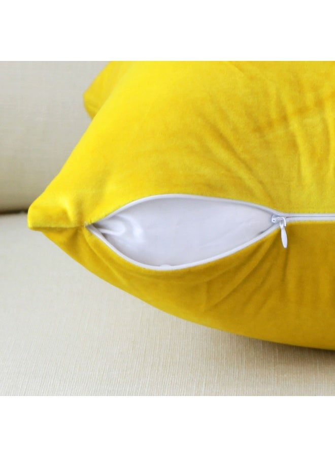 Throw Pillow Covers Yellow Set of 2 45x45cm Fall Pillow Covers, Soft Velvet Farmhouse Neutral Decorative Pillowcases for Couch Sofa Bed, Home Boho Decor, Modern Cushion Covers - Image 4