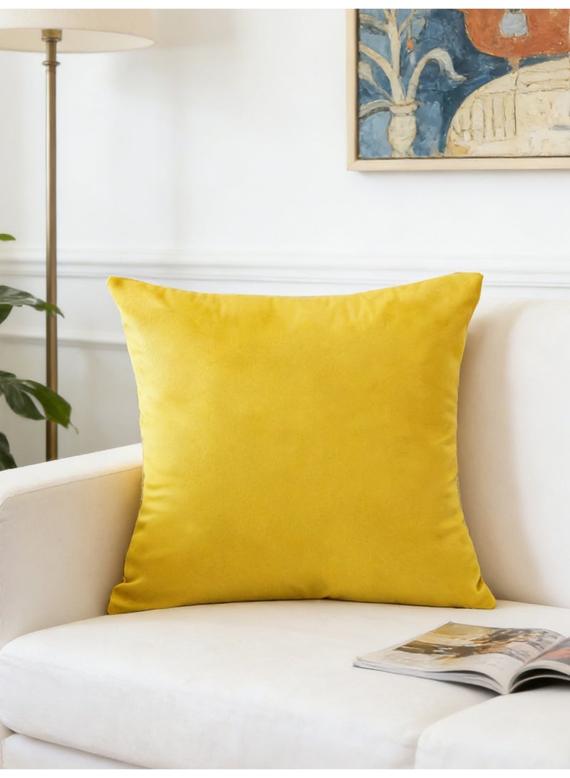 Throw Pillow Covers Yellow Set of 2 45x45cm Fall Pillow Covers, Soft Velvet Farmhouse Neutral Decorative Pillowcases for Couch Sofa Bed, Home Boho Decor, Modern Cushion Covers - Image 3
