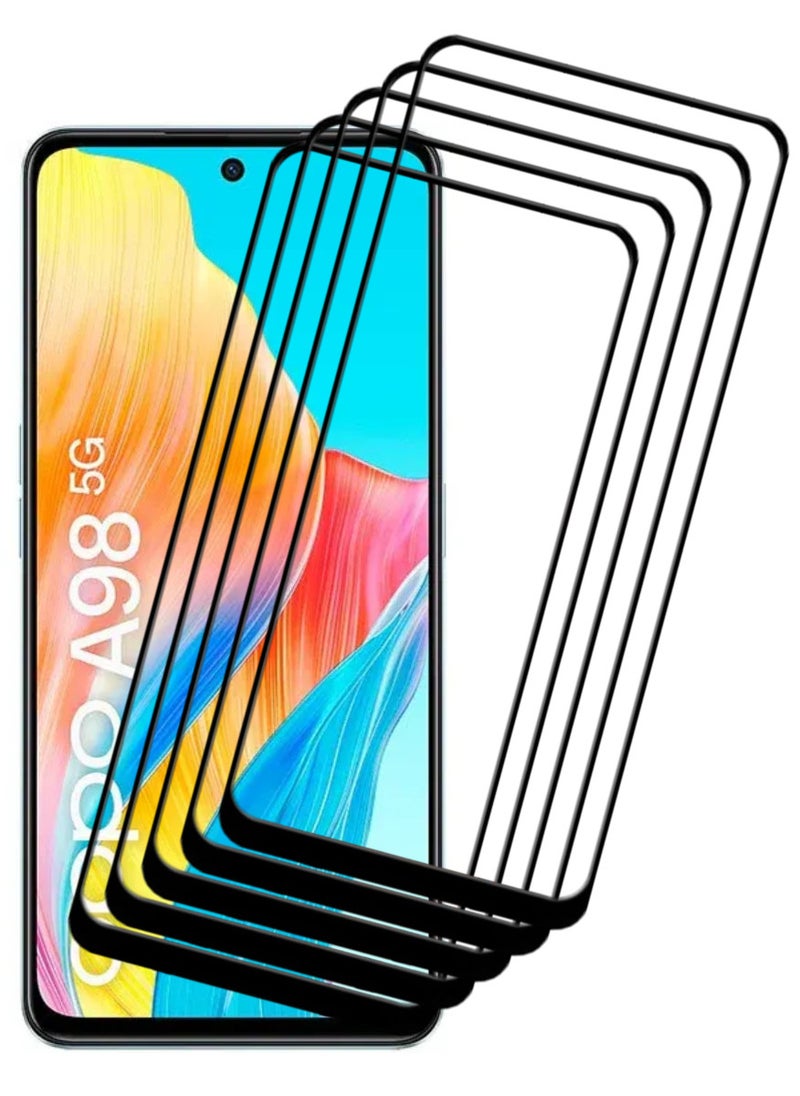 ACLIX 5 Pieces Antistatic ESD Dustproof Premium Quality High Definition Tempered Glass Screen Protector Designed For Oppo A98 - Image 1