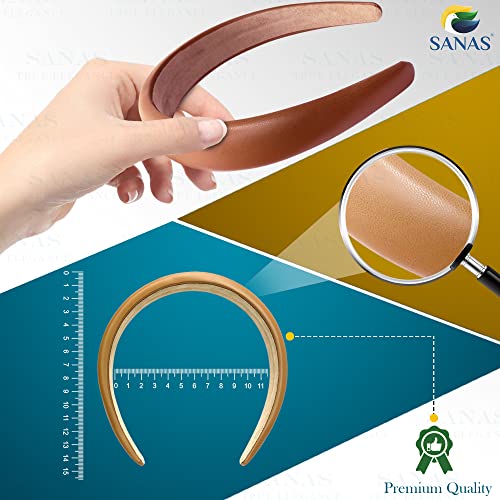 Sanas Leather Head Bands 3Pcs - Fashionable Girls Hair Accessories | Multicolour Solid Bands, Wide & Flexible | Durable Plastic | Fancy Stylish Finish Hair Bands for Ladies | 3 Pcs - Image 2