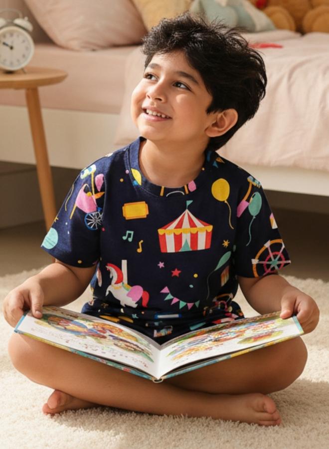 Anthrilo Navy Carnival Circus Cotton T-Shirt and Shorts Set - Image 5