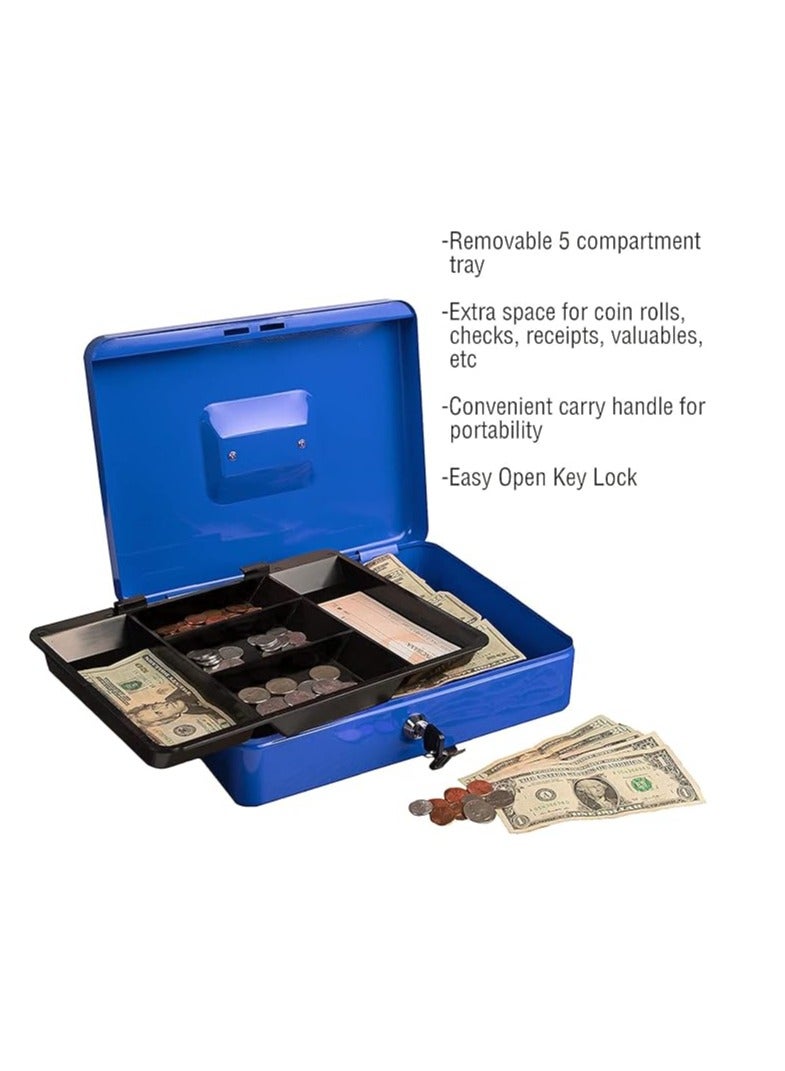 METAL CASH BOX 250MM×200MM×90MM WITH KEY ASSORTED COLOR (COLOR MAY VARY) - Image 3