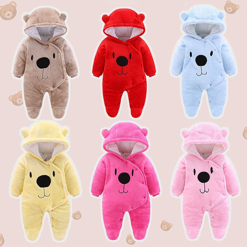 ALLAIBB Baby Newborn Snowsuit Winter Hooded Footie Fleece Jumpsuit for Infant Girls Boys - Image 5