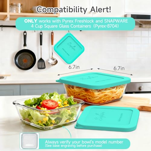 Sophico Silicone Storage Cover Lids Replacement for Pyrex Freshlock and SNAPWARE 4CUP Square Glass Bowls Containers Set(8704), Airtight & Leakproof Lids, Freezer Dishwasher Microwave Safe 5 Pack - Image 2