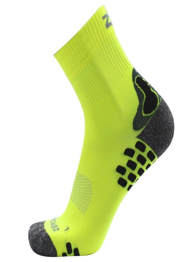 Zensah 3D Dotted Running Socks - Moisture Wicking, Padded, Anti-Blister, Ankle Athletic Sock for Men and Women (L, Neon Yellow) - Image 1
