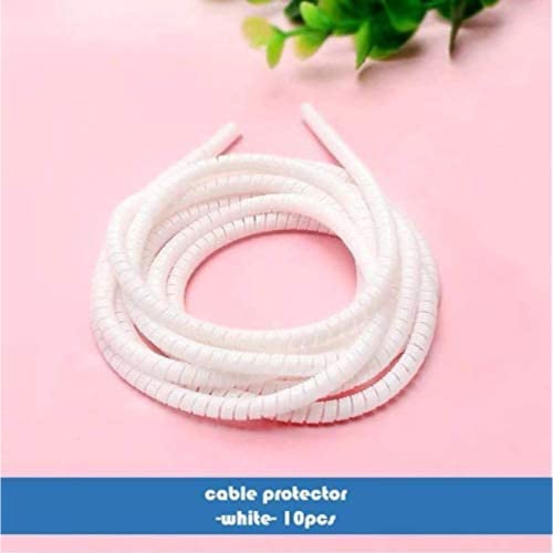 SKYCELL Cable Cord Charger Protector Saver Winder for iPhone & Android Charging Cables Spiral Triple Color (2 Pcs) 1.4 Meters Each-Full Size (White) (NOT for Earphones) - Image 5