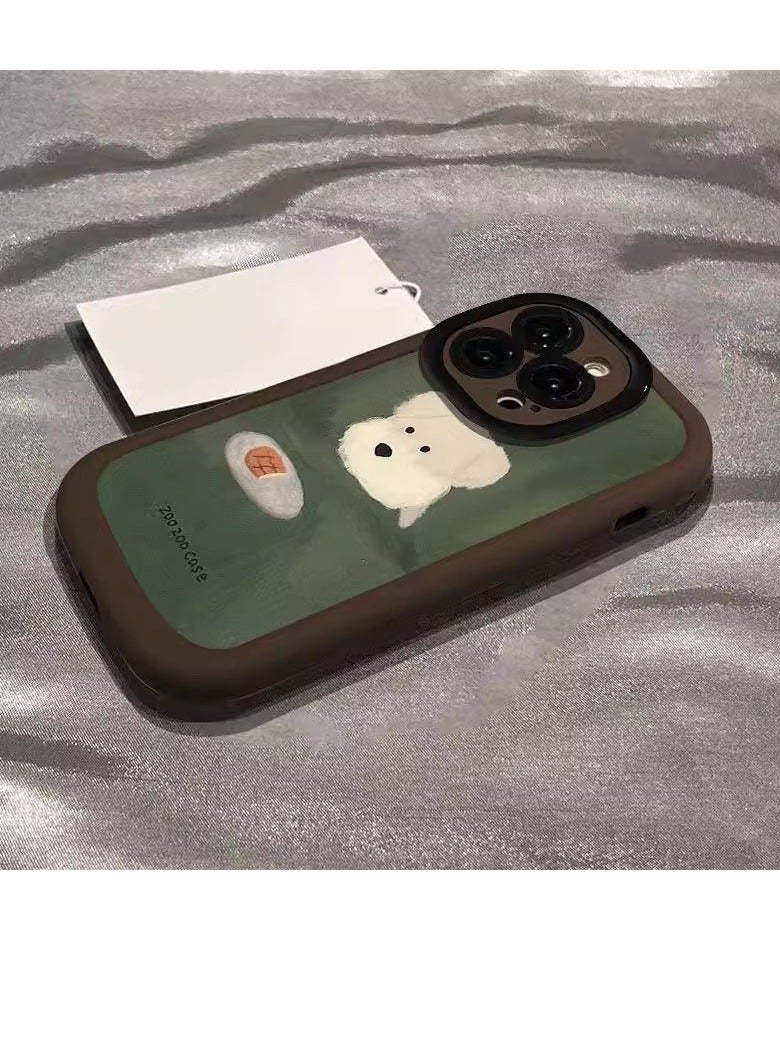 NIBEMINENT Oil Painting Beauty Dog Protective TPU Case Cover For iPhone 14 Pro Max, Brown