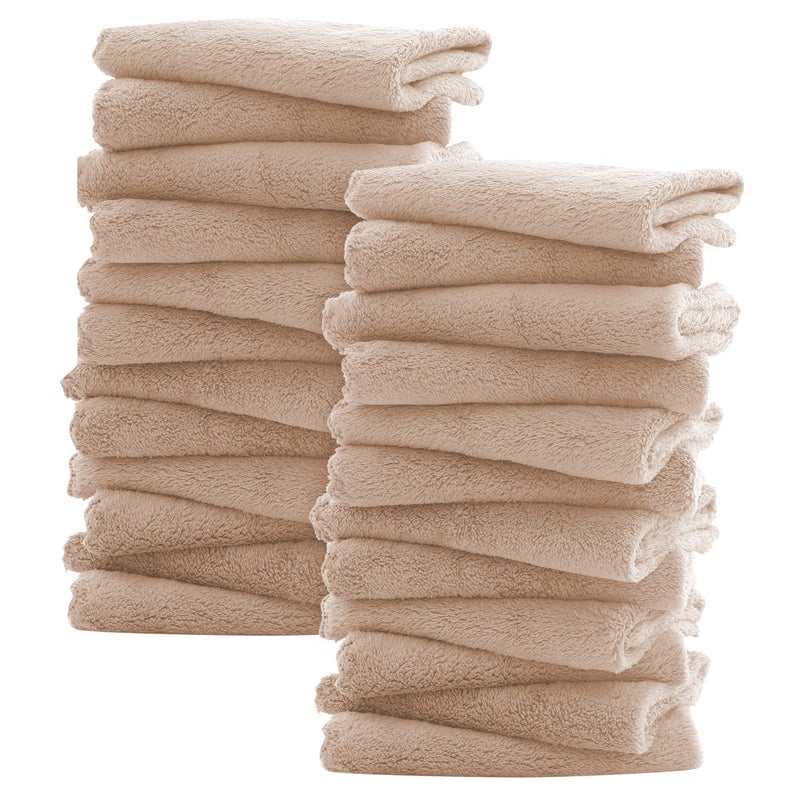 Sunny zzzZZ Sunny zzzZZ Ultra Soft 24 Pack Baby Washcloths 10x10 Inches Coral Fleece Extra Absorbent Wash Clothes for Babies Infants and Toddlers Sensitive Skin and Newborn Ideal Baby Brown 