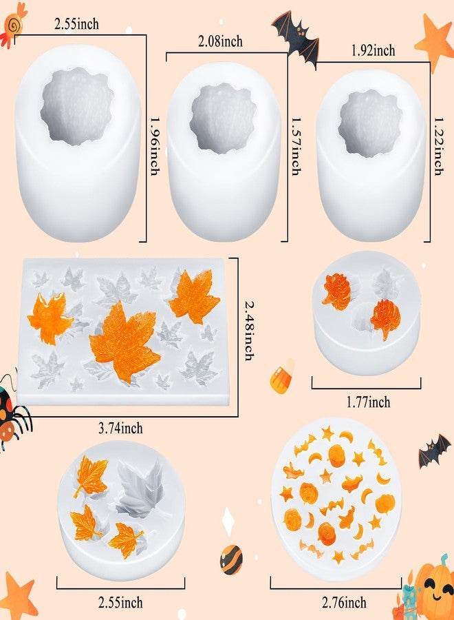 KVCSYAW 7 Pcs Pumpkin Candle Molds - Halloween & Thanksgiving Silicone Molds for DIY Craft Making Decoration Supplies - Image 2