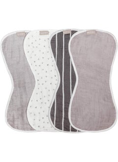 WeeSprout WeeSprout Unisex Organic Towel Cotton Burp Cloths, Set of 4, Four Ultra-Absorbent Layers Keep Clothes Dry, Button Transforms into Baby Bib, Machine Washable & Dryer Safe (Neutral Set, Full)  - Image 1