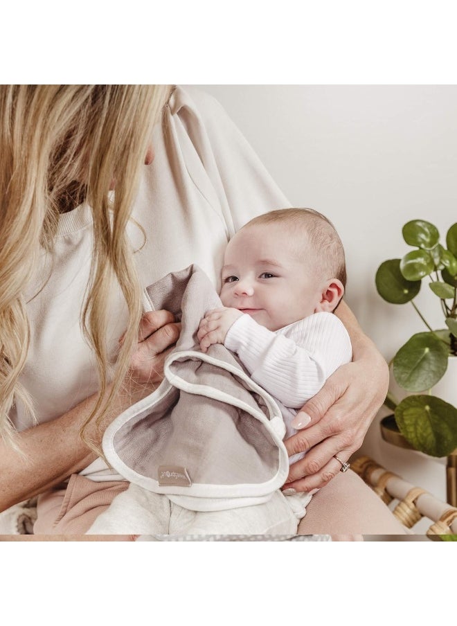 WeeSprout - WeeSprout Unisex Organic Towel Cotton Burp Cloths, Set of 4, Four Ultra-Absorbent Layers Keep Clothes Dry, Button Transforms into Baby Bib, Machine Washable & Dryer Safe (Neutral Set, Full) - Image 1