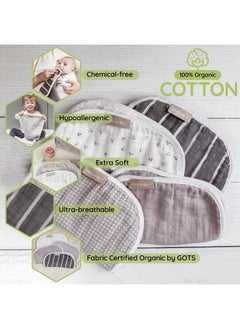 WeeSprout WeeSprout Unisex Organic Towel Cotton Burp Cloths, Set of 4, Four Ultra-Absorbent Layers Keep Clothes Dry, Button Transforms into Baby Bib, Machine Washable & Dryer Safe (Neutral Set, Full)  - Image 5