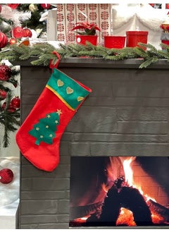 Masalsı Concept Fairytale Concept 1 Piece Fireplace Ornament New Year Special Large Santa Claus Pine Tree Patterned Sock Pouch Decoration Pine Tree Ornament  - Image 2