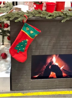 Masalsı Concept Fairytale Concept 1 Piece Fireplace Ornament New Year Special Large Santa Claus Pine Tree Patterned Sock Pouch Decoration Pine Tree Ornament  - Image 1