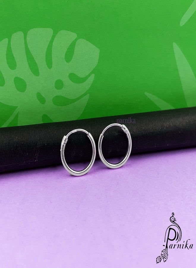 Parnika MJ Combo of Two Pairs of Small Hoops Bali Earrings in Pure 92.5 Sterling Silver for Kids/Girls/Women | Gift for Her | (2 Pairs -5) - Image 2