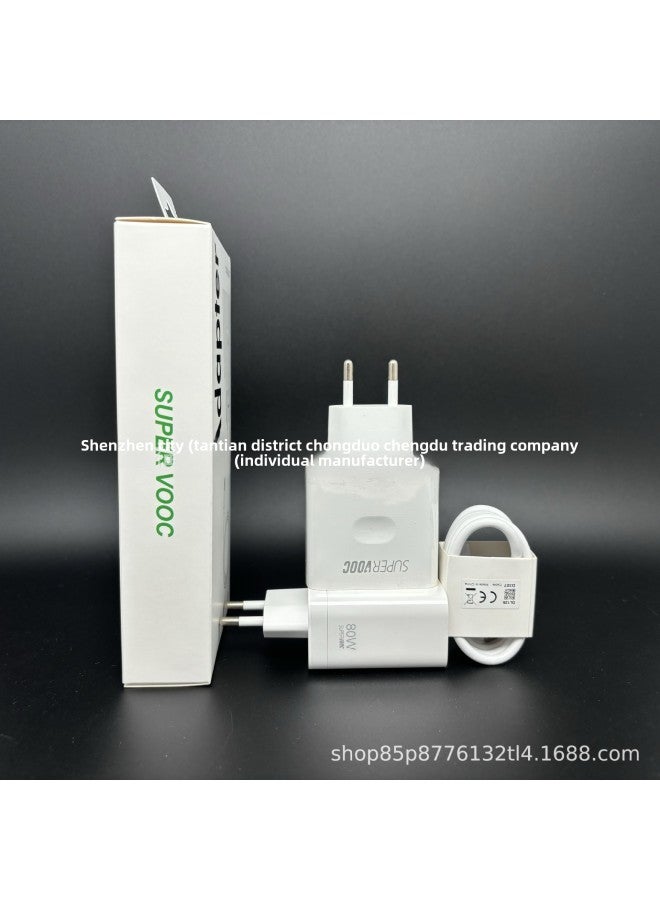 مناسب للهاتف المحمول OPPO شاحن قياسي أوروبي قابس زاوية مستدير شحن فلاش VOOC80W بدلة رأس شحن - اللون: 80 وات رأس واحد قياسي أوروبي - Image 5