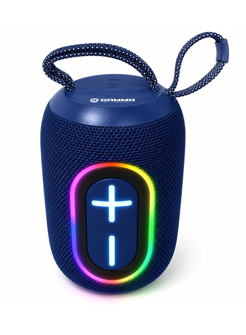 Gamma GT-711 Portable Wireless Speaker – Powerful Stereo Sound with  5W Speaker, Dynamic RGB Lighting Effects, Bluetooth Wireless Audio Streaming, USB, TF Card & Type-C Charging Support, Built-in 1200mAh Rechargeable Battery, Up to 3 Hours Playtime, Durable ABS Construction, Convenient Carry Handle, Ideal for Home, Travel, Outdoor Parties & Everyday Entertainment – Blue - Image 1