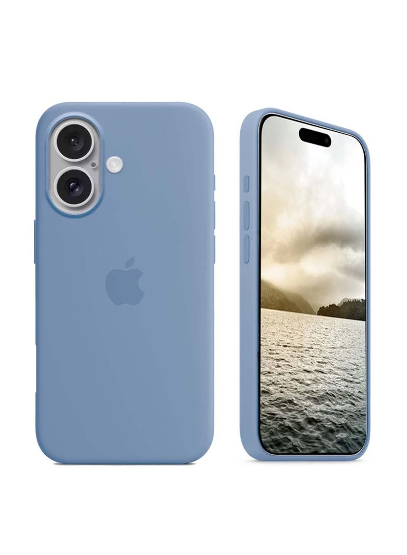 دبليو تيك غطاء الحماية سائل ناعم من السيليكون لآيفون ١٦ بلس ٢٠٢٤ من أبل - أزرق شتوي - Image 1