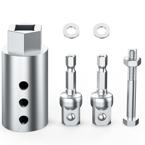 HORTHERO Heavy Duty Trailer Jack Drill Adapter with Cordless Drill, 1/2 to 1 Stainless Steel Socket Adapter Fits Any 1" Drive On Trailer Jack - Image 1