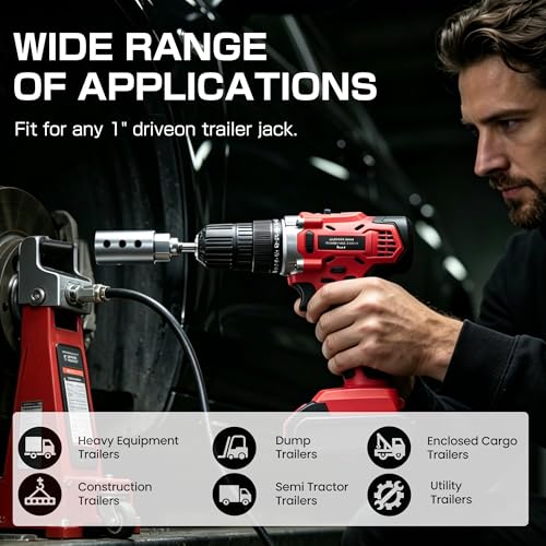 HORTHERO Heavy Duty Trailer Jack Drill Adapter with Cordless Drill, 1/2 to 1 Stainless Steel Socket Adapter Fits Any 1" Drive On Trailer Jack - Image 2