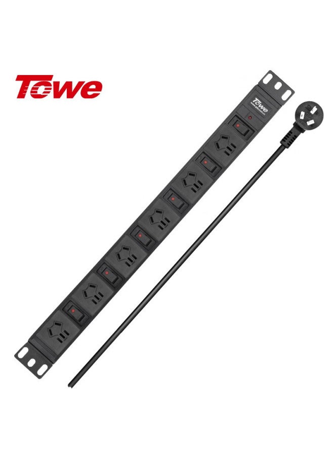 Towe Pdu Cabinet Socket, 3 Meters, 10a, Split Control Power Strip Socket/power Bar, Single Switch, Single Control, 6 Outlets, National Standard - Image 1