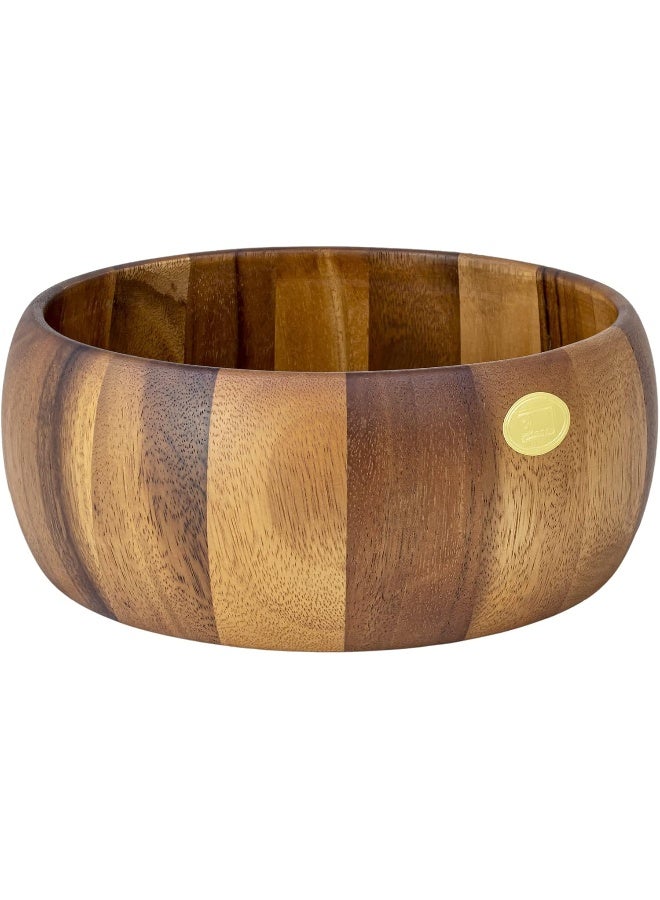 بيلي وعاء تقديم دائري من خشب الأكاسيا بيللي للفواكه أو السلطات، كبير، قطر  × ارتفاع  سم، بني - Image 1