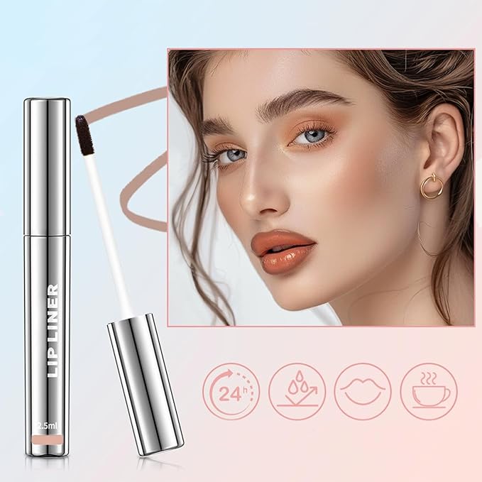 Lip Stain Peel Off Waterproof LongLasting Lip Liner Stain Highly Pigmented Matte Finish Lip Tint Peel Off Design Lip Marker Makeup Gloss for Natural Beauty Brown Lip LookRose Pink - Image 2