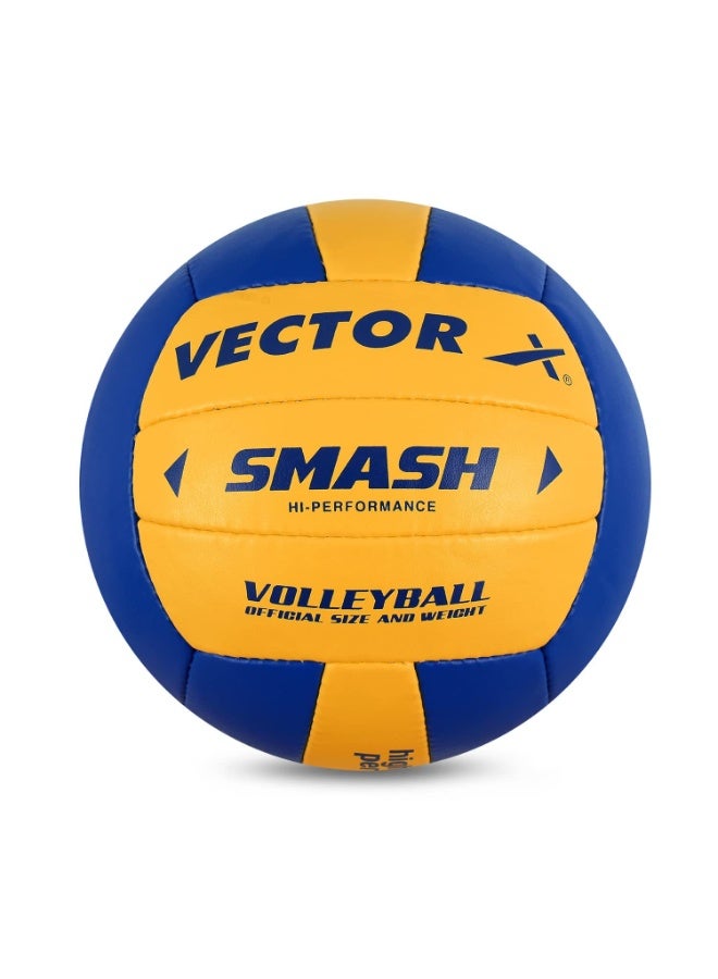 Vector X Smash Hand Stitched PU Volleyball (18 Panels) (Yellow/Blue) - Image 2