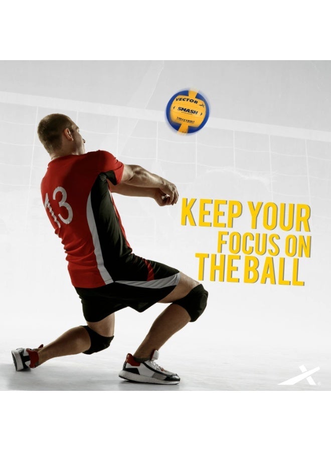 Vector X Smash Hand Stitched PU Volleyball (18 Panels) (Yellow/Blue) - Image 4