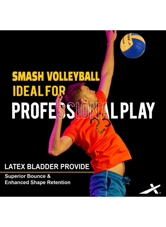 Vector X Smash Hand Stitched PU Volleyball (18 Panels) (Yellow/Blue) - Image 5