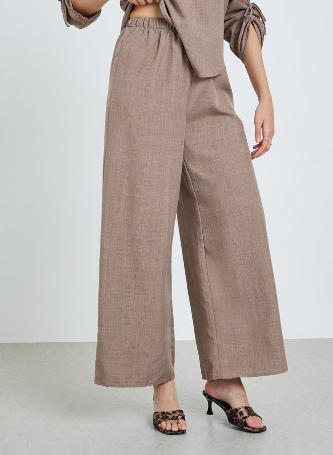 Take Two Tan Linen Tie-Sleeve Top and Trousers Co-Ords - Image 5