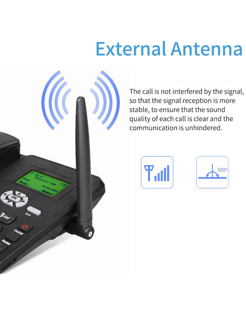 Generic Cordless Phone Desktop Telephone Support GSM 850/900/1800/1900MHZ Dual SIM Card 2G Fixed Wireless Phone with Antenna Radio Alarm Clock Funtion for House Home Call Center Office Company Hotel  - Image 5