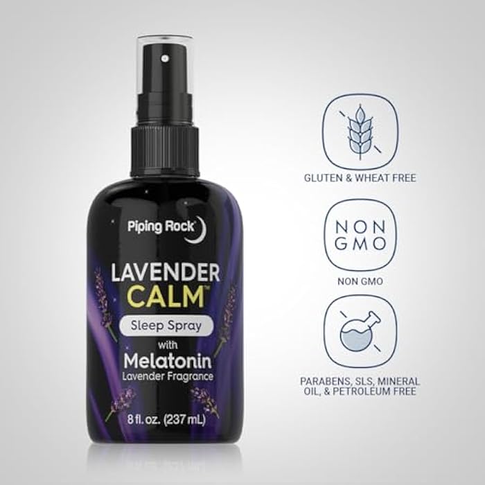 Piping Rock Melatonin Sleep Spray for Adults | 8 fl oz | with Melatonin & Lavender for Pillow, Room & Body | Nighttime Calm Mist - Image 3