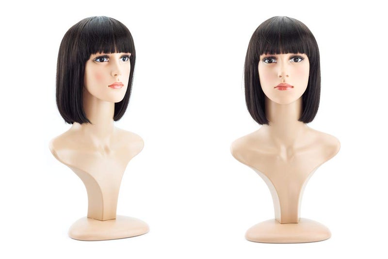 LUSH LOCKS® Short Black Wigs for Ladies Straight hair wigs With Bangs Heat Resistant Synthetic Wig Natural Looking for Cosplay/Party - Image 1